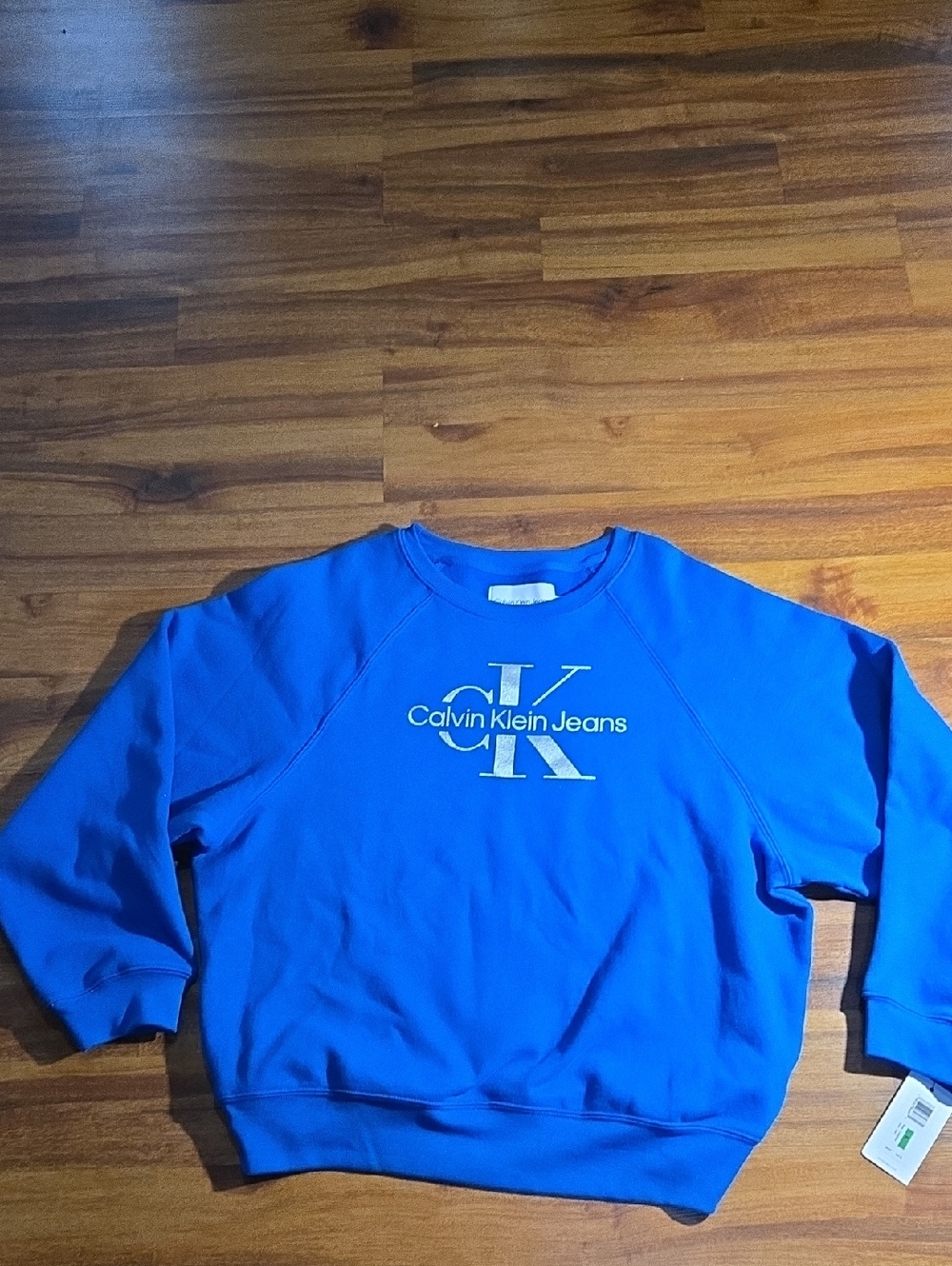 Calvin Klein Jeans Royal Blue Logo Crewneck Sweatshirt Women Large Nwt